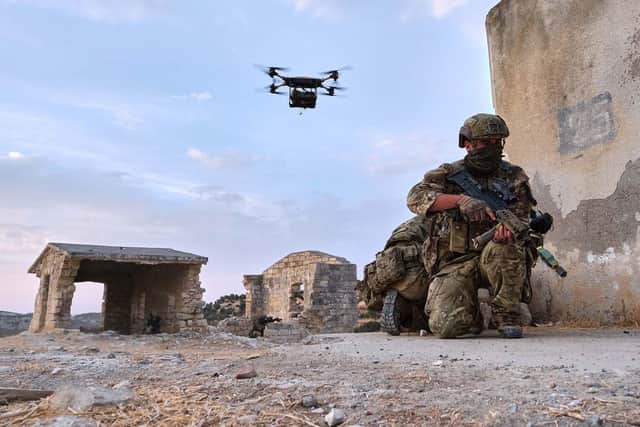 Royal Marines awaits resupply from a Malloy drone. Photo: Royal Navy