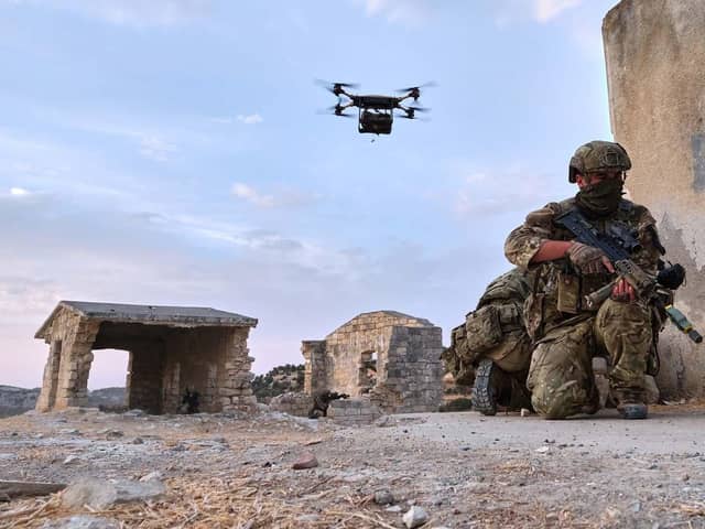 Royal Marines awaits resupply from a Malloy drone. Photo: Royal Navy