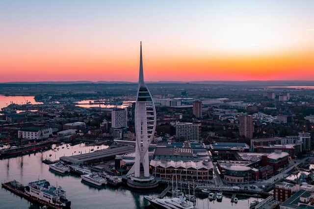 The Spinnaker tower just before the sunrise taken by Marcin Jedrysiak Instagram: @MarcinJ_Photos