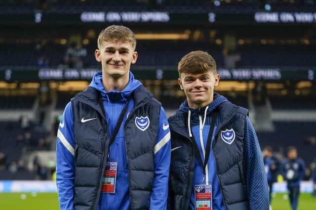 Josh Dockerill (left) and Adam Payce were unused substitutes for Pompey's FA Cup third-round encounter at Spurs in January. Picture: Jason Brown/ProSportsImages