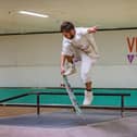 A skater tests out the ramps at the Pitt Street Skatepark. Picture: Mike Cooter 