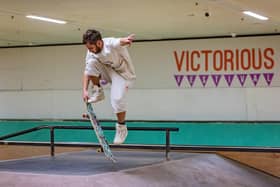 A skater tests out the ramps at the Pitt Street Skatepark. Picture: Mike Cooter 