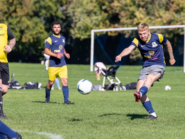 Fratton Trades Reserves (yellow) v Pelham Arms. Picture by Alex Shute