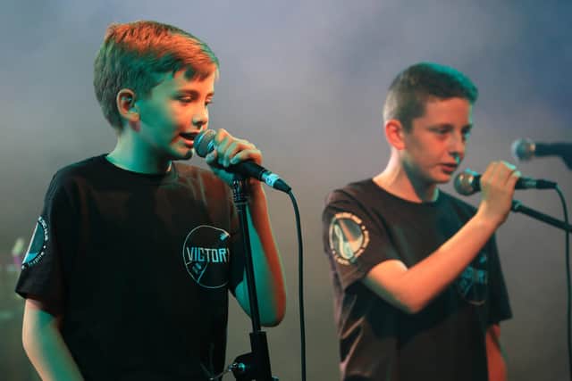 Harry Jackson and Dylan Houghton, both 12, are members of the hub’s Victory Rock Band. Picture: Portsmouth Music Hub