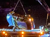 A car being pulled from Fareham Creek in the early hours of January 27, 2022