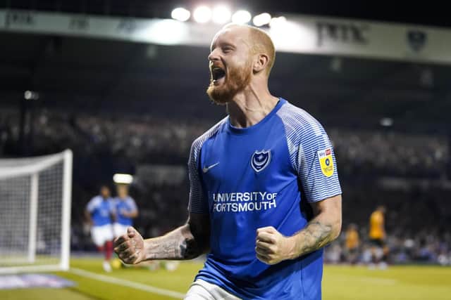 Connor Ogilvie celebrates his goal in the 4-1 win against Cambridge United on Tuesday night