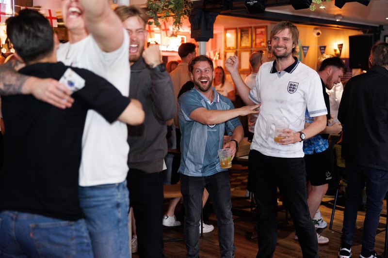 Fans celebrating at the Lord John Russell. Picture: Marcin Jedrysiak