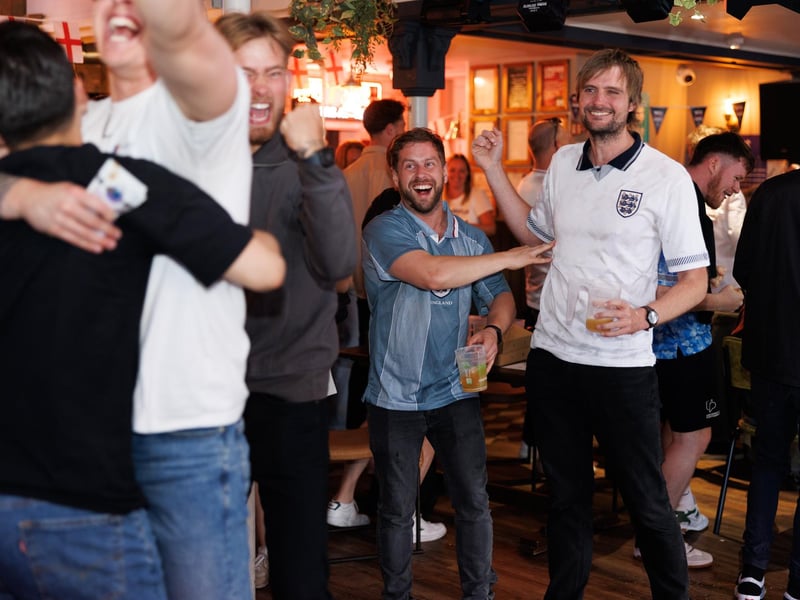 Fans celebrating at the Lord John Russell. Picture: Marcin Jedrysiak