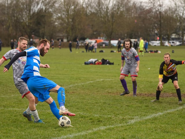 Gosham Rangers (grey) v AC Copnor. Picture: Keith Woodland