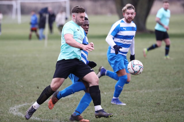 Old Boys Athletic v AC Copnor (blue/white hoops). Picture: Stuart Martin