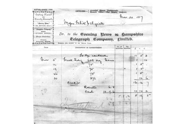 When newspapers sold like hot cakes. A newspaper bill for a Portsmouth newsagent in 1887. 75 dozen (900) copies a week!