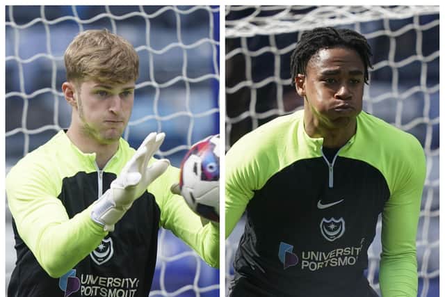 Pompey keepers Toby Steward, left, and Josh Olywayemi.