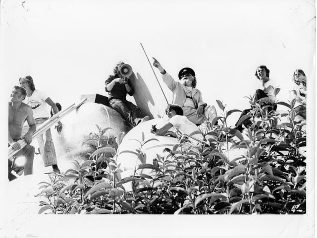 Ken Russell directing film Tommy at Pounds Yard.  The scene near the end of the film featuring the giant 'pinballs', which were, in fact, obsolete buoys found in at the yard.