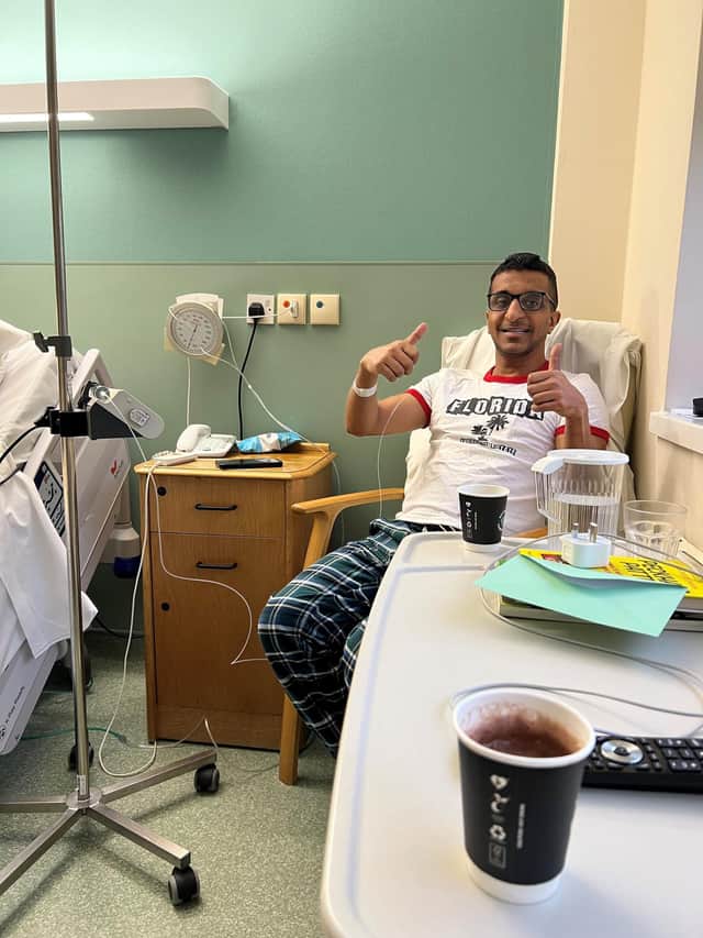 Sagar in hospital after his heart surgery
