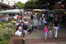A farmers' market is held in Palmerston Road in Southsea in 2003.