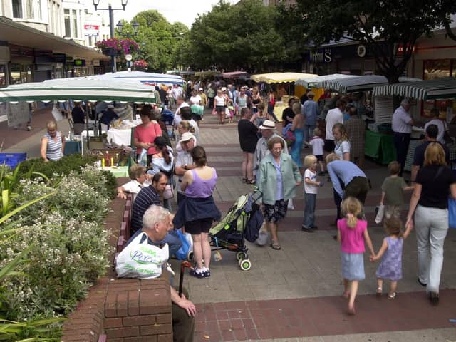 A farmers' market is held in Palmerston Road in Southsea in 2003.