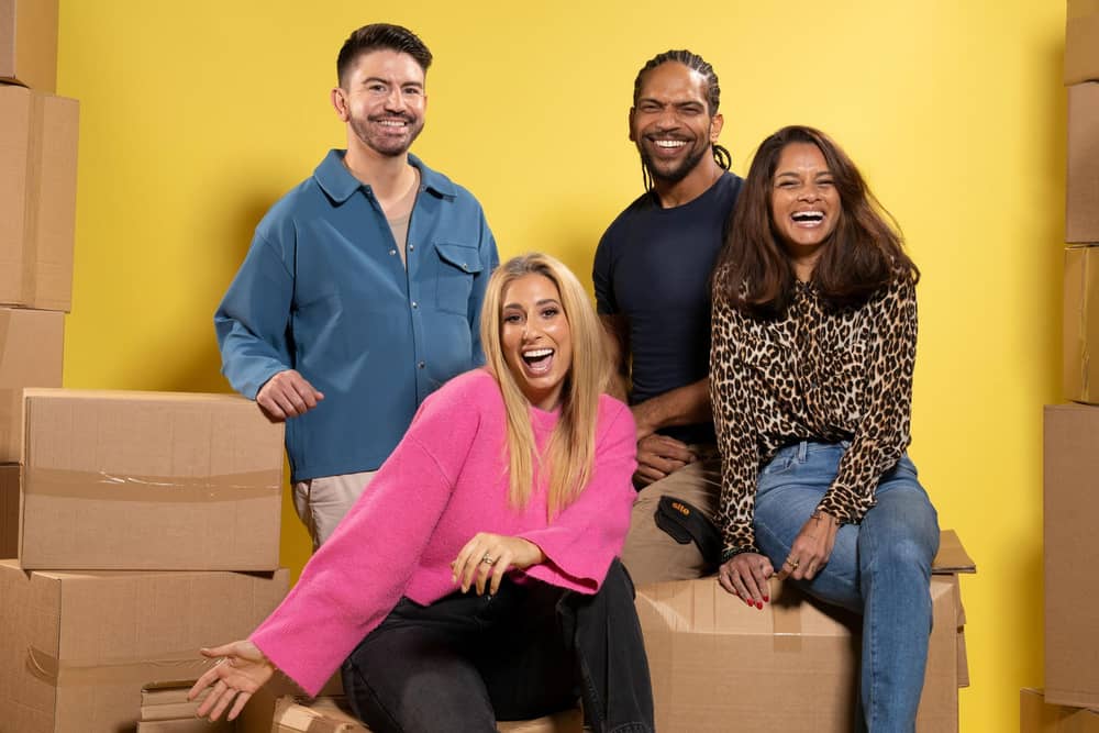 Sort Your Life Out with Stacey Solomon is back on TV, inspiring consumers to search out savvy space saving ideas and cleaning hack. Left to right: Iwan Carrington, Stacey Solomon, Rob Bent, and Dilly Carter
