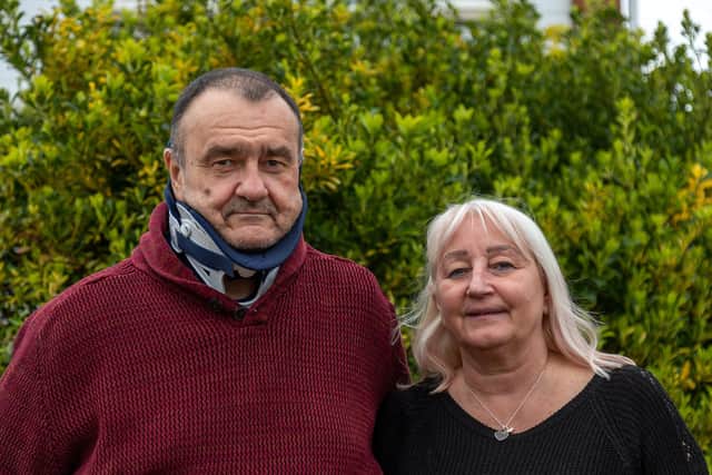 Colin Wilson (61) and partner Carolyn Hill (60) who had the accident in Southampton Road. Picture: Mike Cooter (030322)