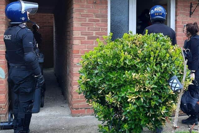 Police County Lines drugs raid. Pic Hants police