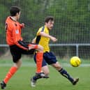 Conor Bailey, right, in action for Moneyfields against current club AFC Portchester in April 2014. Picture: Allan Hutchings