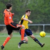 Conor Bailey, right, in action for Moneyfields against current club AFC Portchester in April 2014. Picture: Allan Hutchings