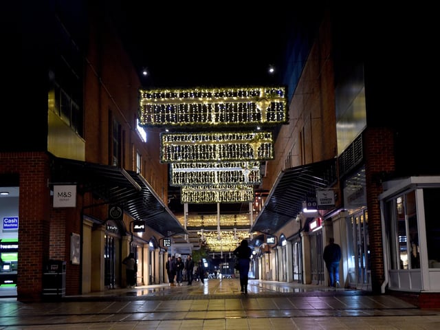 Christmas lights and decorations are being put up at Gunwharf Quays. Picture: Sarah Standing (041122-5285)