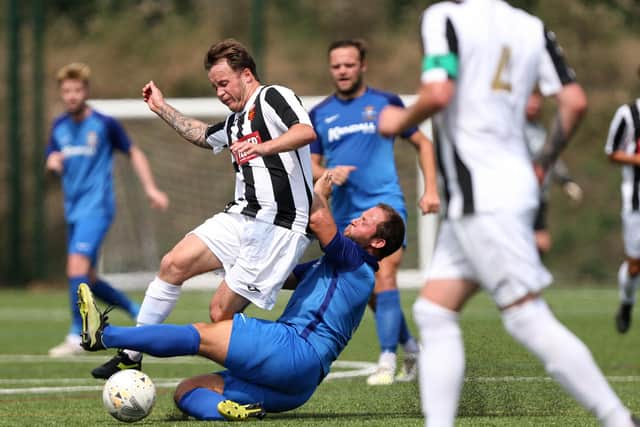 Josh Watts put Hayling on the way to victory against Clanfield. Picture: Chris Moorhouse (080820-13)