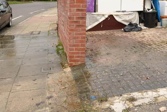 Pictured is: No 140 Mediana Rd where a water leak has been ongoing without repair though it is claimed to have been reported to the local water company
Picture: Keith Woodland (130221-3)