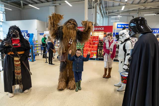 Henry Sims (6) with Wookiee at Tesco for the Cosplay for Poppies event. Picture: Mike Cooter (051122)