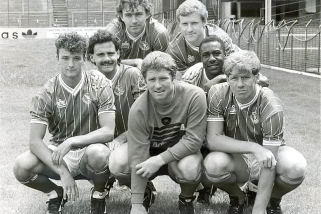 Alan Ball with his Pompey summer captures in August 1987 - but it was an opening-day loss at Oxford.