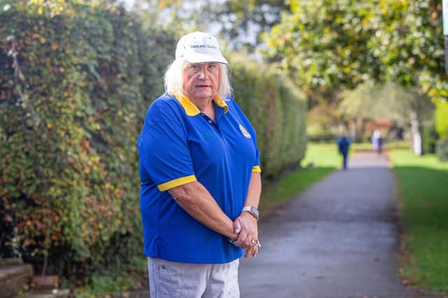 Transgender woman, Stella Moore who has been living life as a woman now for three years, got refused to play in bowls in the Portsmouth league.Pictured: Stella Moore outside  Hayling Bowls club, Hayling Island on 21 October 2020.Picture: Habibur Rahman.