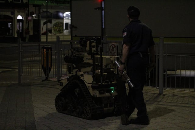 A 'suspicious package' was disposed of by the bomb squad at The Hard in Portsmouth last night. Picture: Jack