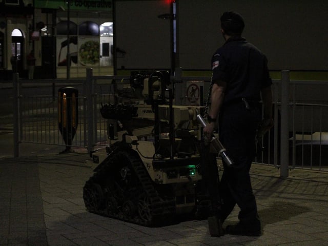 A 'suspicious package' was disposed of by the bomb squad at The Hard in Portsmouth last night. Picture: Jack