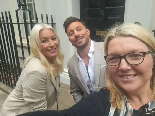 Charlotte Fairall, founder of Sophie's Legacy, was invited to 10 Downing Street for a Macmillan coffee afternoon with other cancer charities.
Pictured: Charlotte Duncan James and Denise Van Outen.