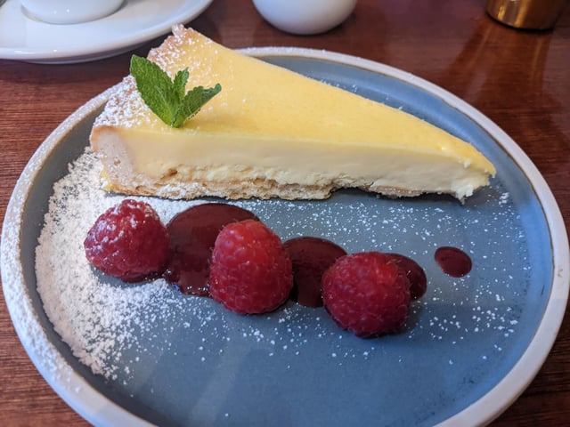 Despite being stuffed with gorgeous food, Dish Detective and their companion opted for an indulgent tart au citron - a slice of lemon tart decorated with fresh raspberries and raspberry purée. It was a perfect sweet treat to end a memorable evening.