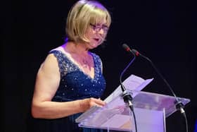 Steph Richards, the new CEO of Endometriosis South Coast, delivering a thank you speech at The Pamodzi Inspirational Women of Portsmouth Awards 2023. Picture: Emma Terracciano.