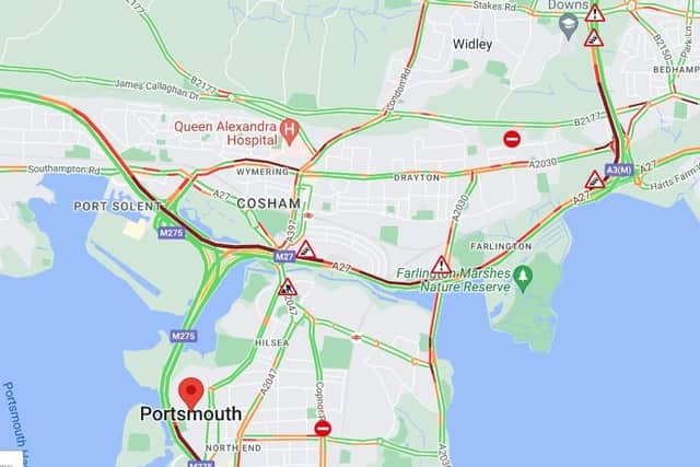 Portsmouth area traffic this evening. Pic: AA