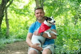 Jack Russell Jazzy with devoted owner Joe, from Eastleigh.