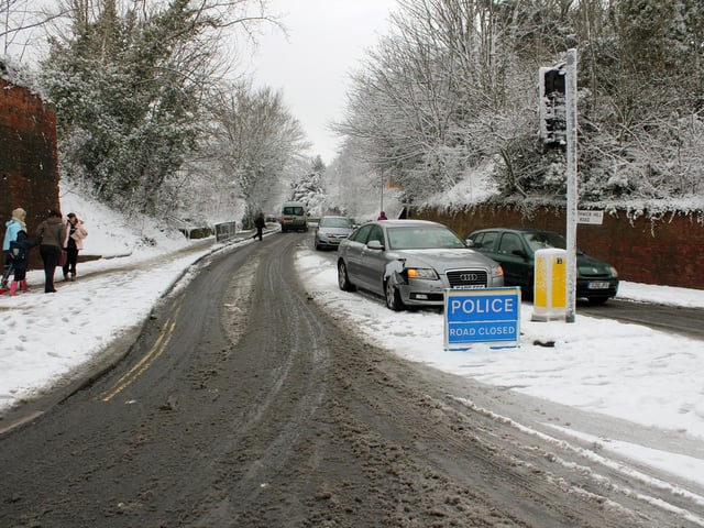 Southwick Hill Road was covered in snow following freezing weather back in 2013. Picture: Marcin Jedrysiak
