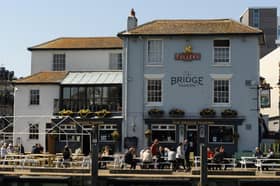 Firefighter were seen tackling a blaze at The Bridge Tavern in Old Portsmouth on Saturday, July 11.