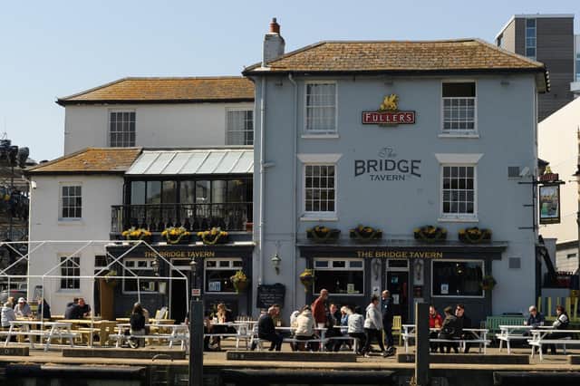 Firefighter were seen tackling a blaze at The Bridge Tavern in Old Portsmouth on Saturday, July 11.