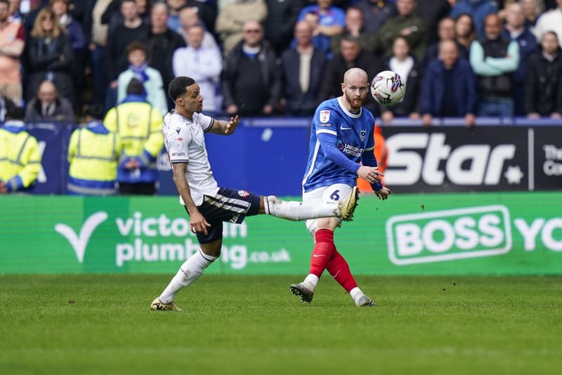 Connor Ogilvie clears for Pompey against Bolton. Picture: Jason Brown/ProSportsImages