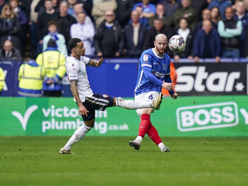Connor Ogilvie clears for Pompey against Bolton. Picture: Jason Brown/ProSportsImages