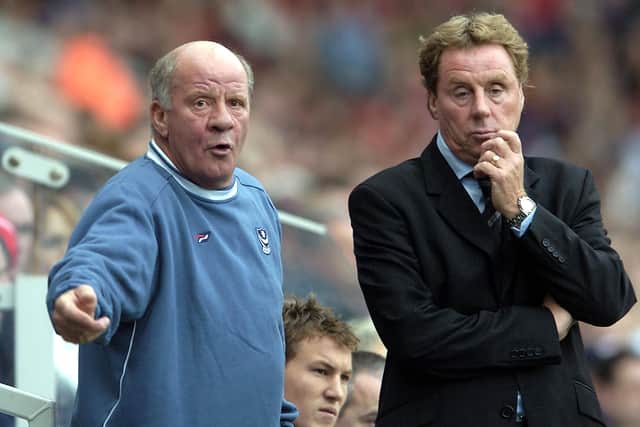 Jim Smith, left, with former Pompey manager Harry Redknapp in 2004   Picture: Matthew Lewis/Getty Images