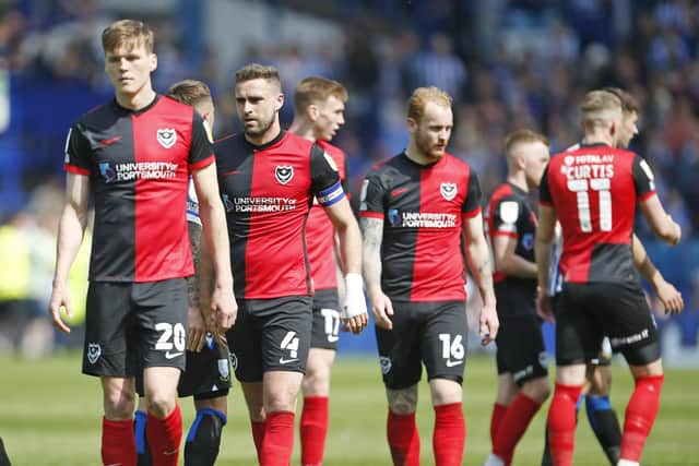 Disappointed Pompey players following Saturday's 4-1 defeat at Sheffield Wednesday. Picture: Paul Thompson/ProSportsImages