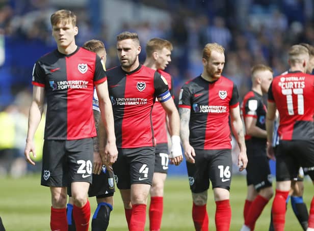 Disappointed Pompey players following Saturday's 4-1 defeat at Sheffield Wednesday. Picture: Paul Thompson/ProSportsImages