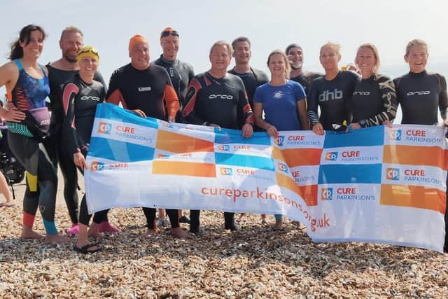The team who swam between Gosport and Ryde for Cure Parkinson's