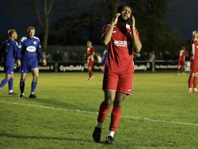 Rudi Blankson rues a missed chance. Picture by Martin Denyer