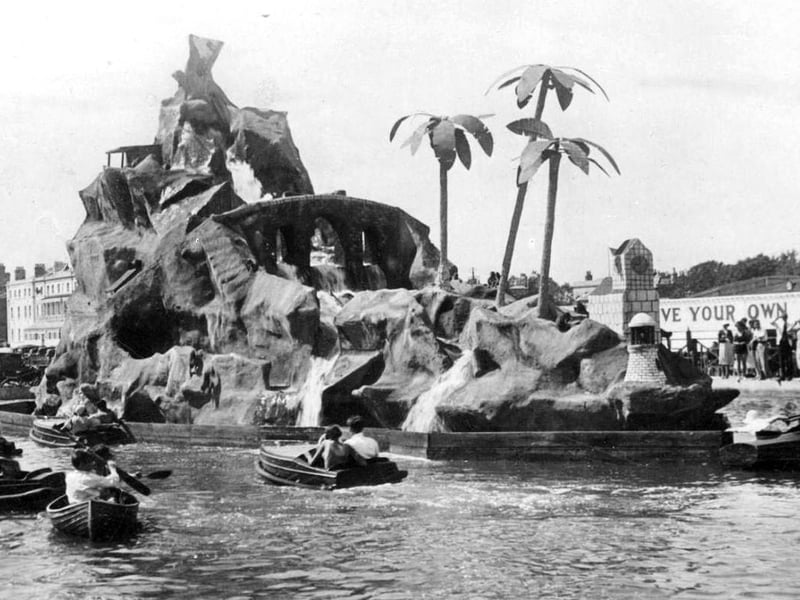 Monkey Island at Hayling fairground. A feature of the Hayling funfair was Monkey Island in the centre of a boating lake.
