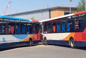 Portsmouth buses given an NHS-themed livery during the coronavirus pandemic. Picture: Colin Ashcroft